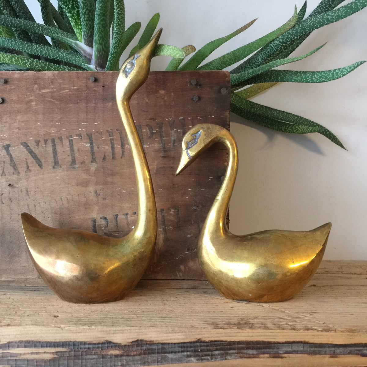 Pair of Large Brass Swan Planter Sulptures at 1stDibs