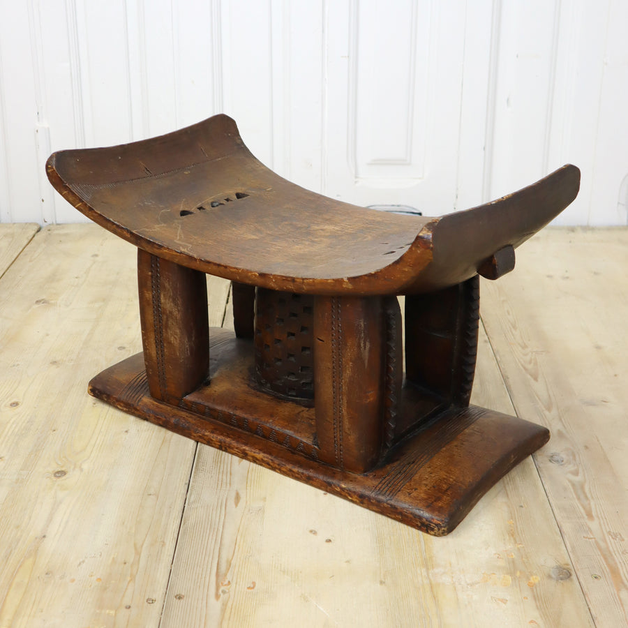 Vintage African Hand Carved Ashanti Stool 0207e