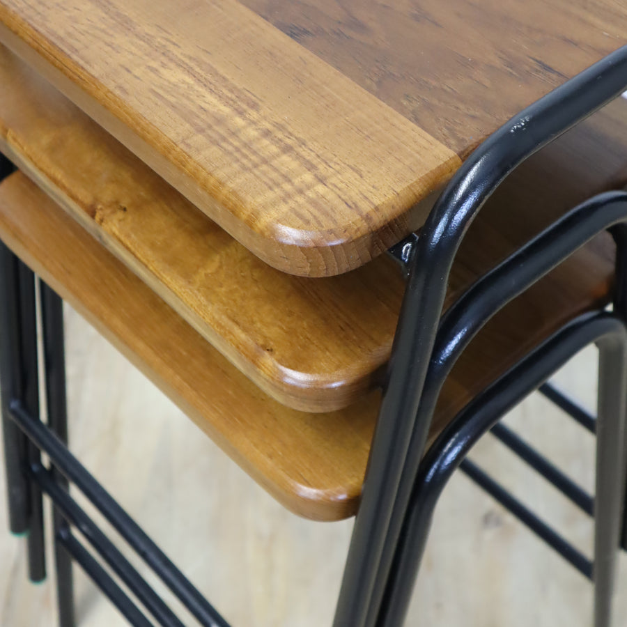 Vintage Reclaimed Iroko School Laboratory Stacking Stool