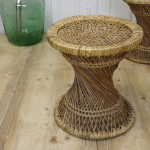 vintage_wicker_boho_mid_century_rattan_stools_tables