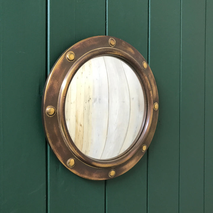 Vintage Brass Convex Porthole Mirror