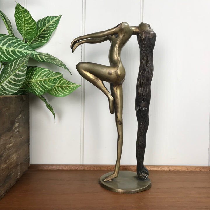 Mid Century Brass Lady Sculpture