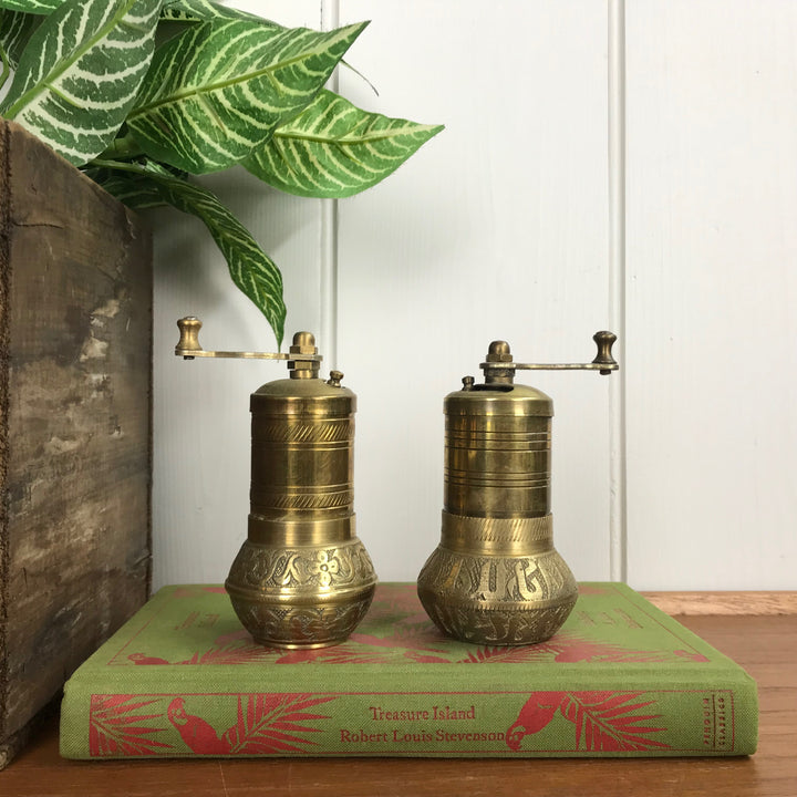 Pair of Vintage Brass Spice Grinders