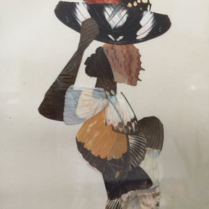 Framed Vintage African Lady Butterfly Collage #1