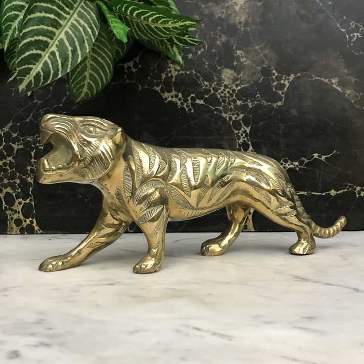 LARGE Vintage Mid Century Brass Tiger