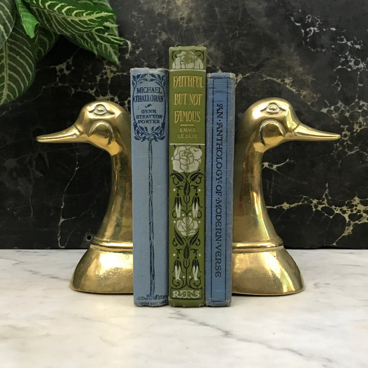 Mid Century Brass Duck Bookends