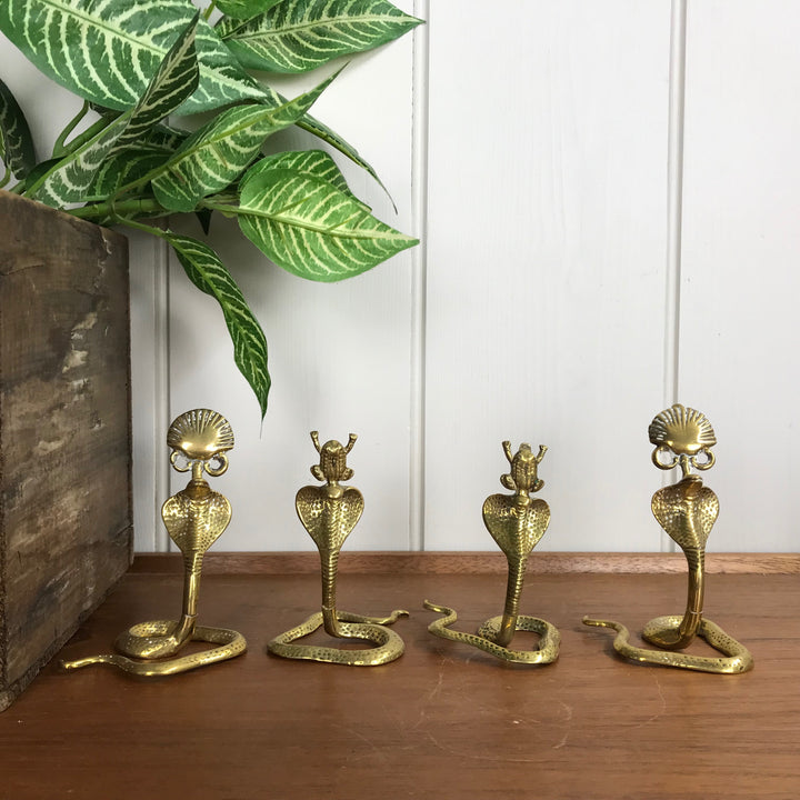 Mid Century Brass Cobra Place Setting Card Holders