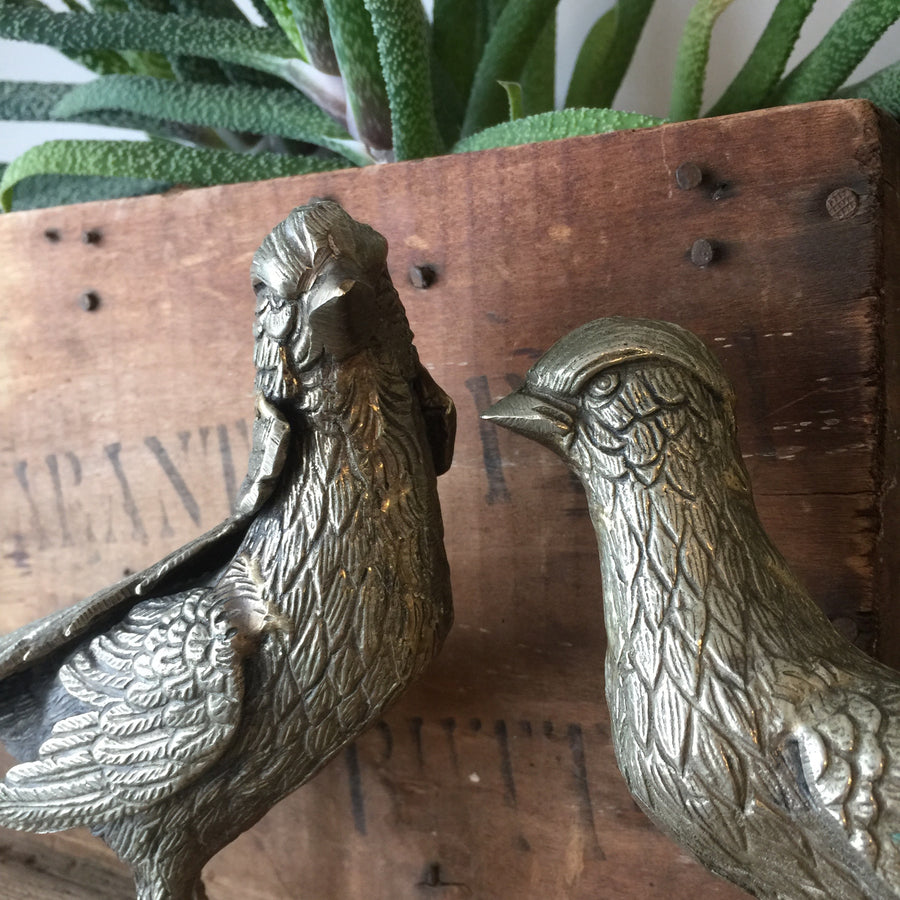 Large Vintage Brass Pheasant Ornaments