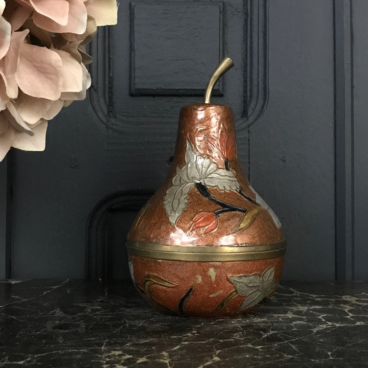 Vintage Brass Pear Trinket Box