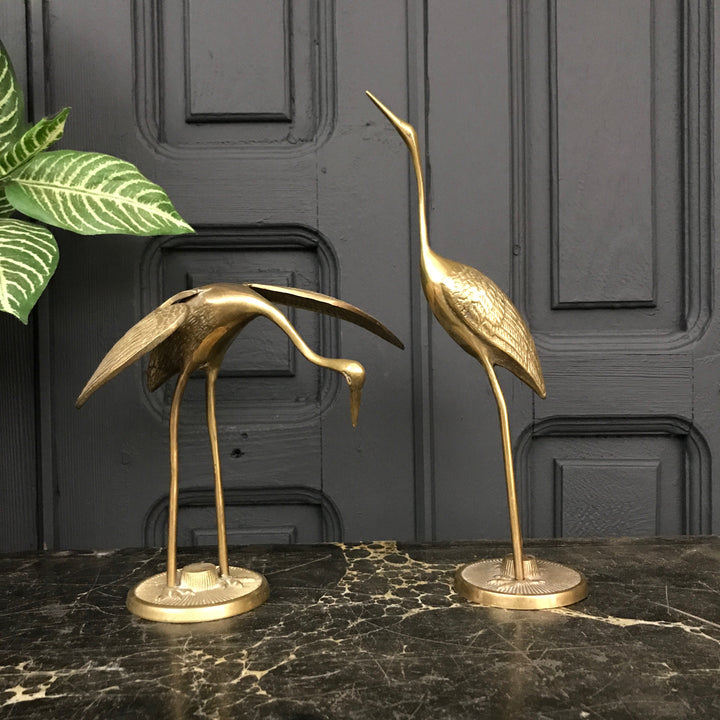 Mid Century Brass Cranes #1a