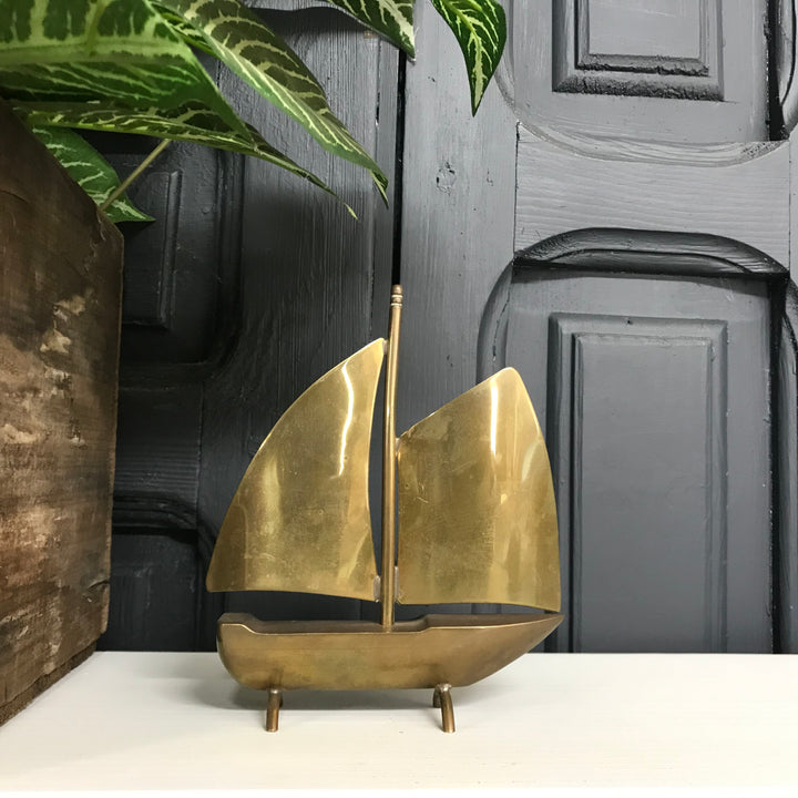 Mid Century Brass Sailing Boat A1