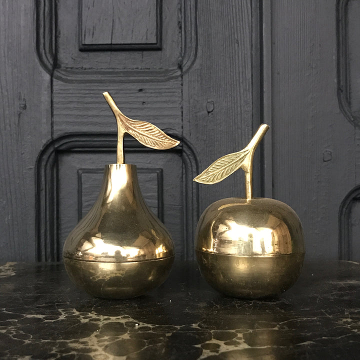 Vintage Brass Apple & Pear Trinket Boxes #A1