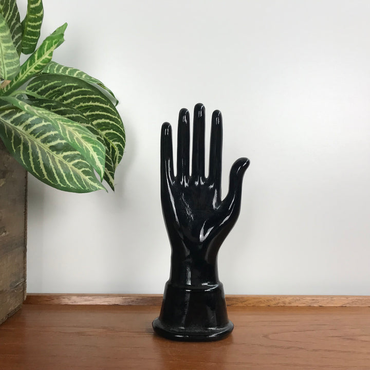 Mid Century Ceramic Black Hand Ornament