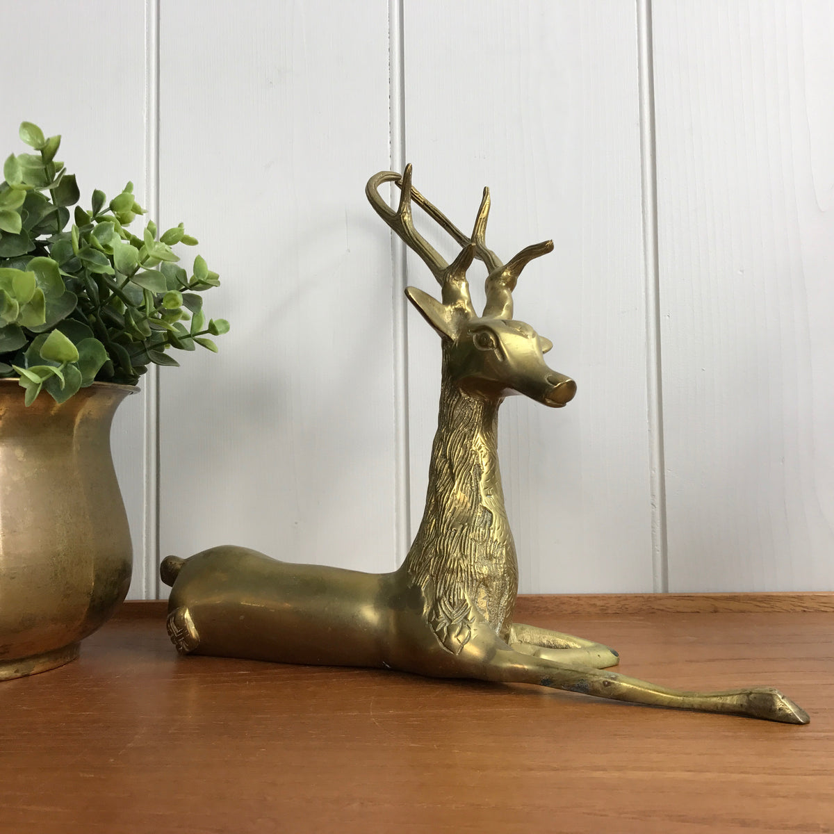 Large Mid Century Brass Deer / Stag #A1 – Mustard Vintage