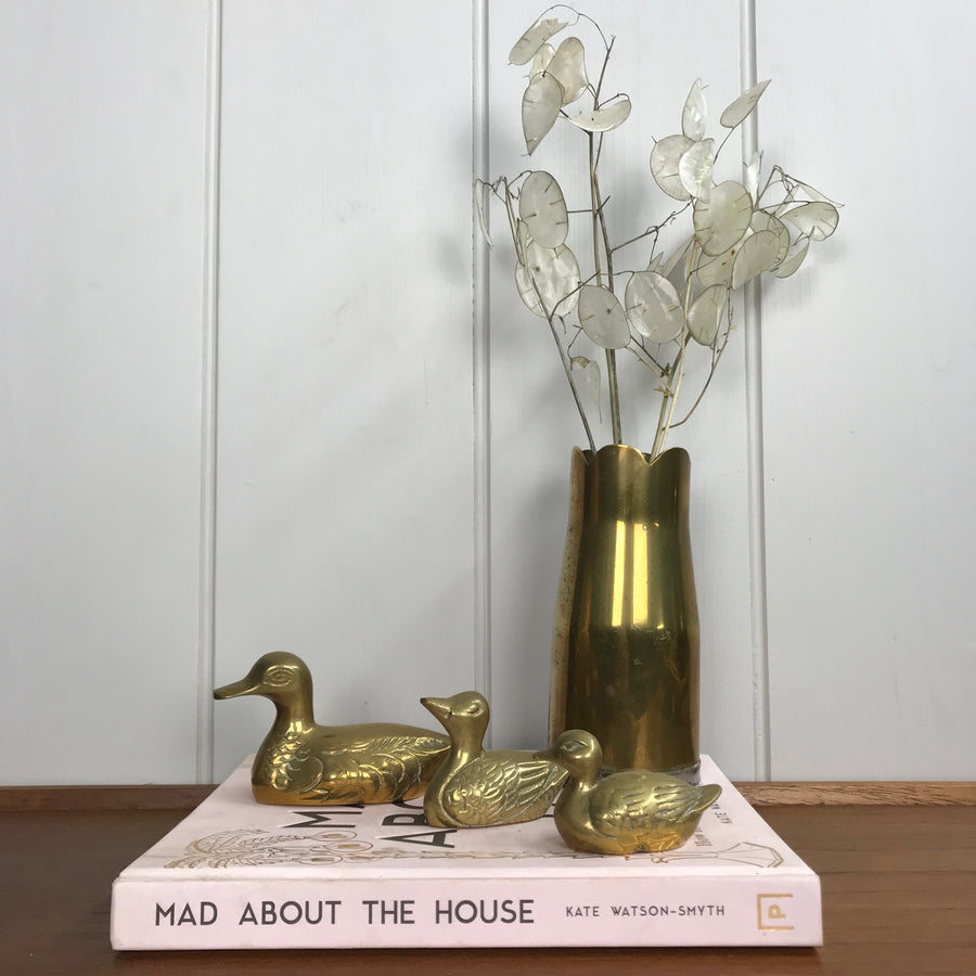 Vintage Brass Duck Set