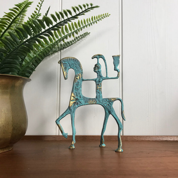 Mid Century Bronze 'Horse & Athena' Ornament #A1