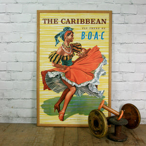 Vintage 'Caribbean' travel poster by B.O.A.C Airlines