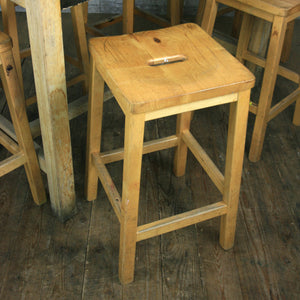 Vintage Elm & Beech School Laboratory Stools