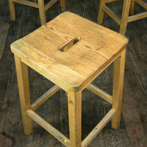 Vintage Elm & Beech School Laboratory Stools