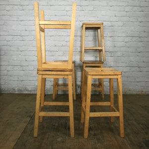 Vintage Elm & Beech School Laboratory Stools