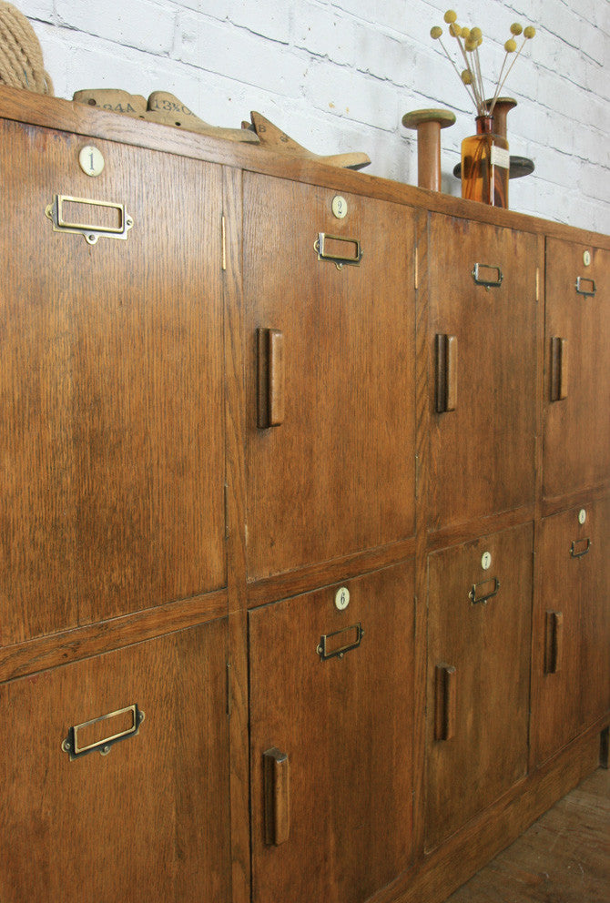 Vintage Industrial Oak School Lockers